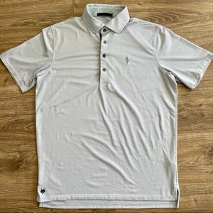 Men’s Greyson Performance Golf Polo - Sky Blue & White Striped (S: Medium)